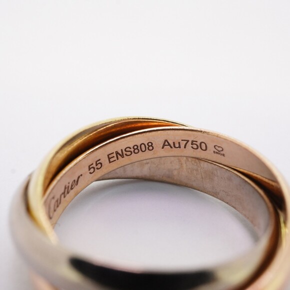 Cartier Trinity Ring, Classic Model, 18K Yellow Gold, White Pink #55, for Men... - Picture 5 of 9
